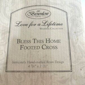 Brownlow Gifts Bless This Home Footed Cross 7.5" Silver/Gold NWB